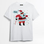 Белая мужская футболка с принтом "Дед Мороз"