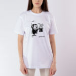 Белая плотная женская футболка с Зайцем из цирка